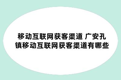 移动互联网获客渠道 广安孔镇移动互联网获客渠道有哪些